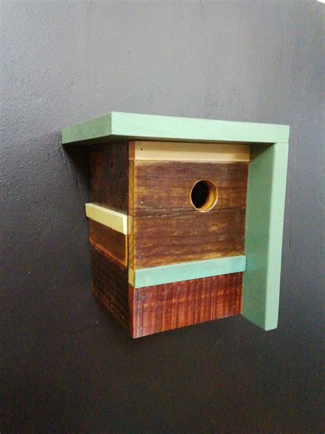 Birdhouse Modern Wooden Birdhouse Minimalist Orange With Ebony Stained Cedar Face Unique Outdoor