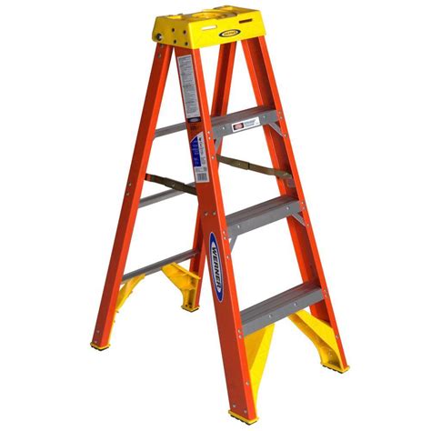 Werner 4 Ft Fiberglass Step Ladder With 300 Lb Load Capacity Type Ia 6204 The Home Depot