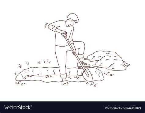 Man Digging Grave Royalty Free Vector Image Vectorstock