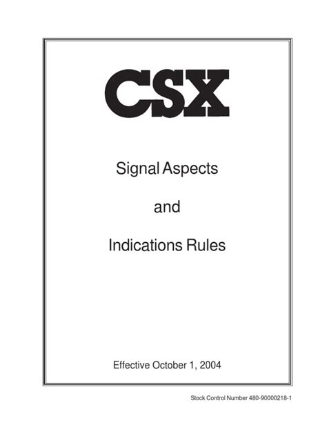 CSX Signal Aspects and Indications 10-1-2004 | Railway Safety ...