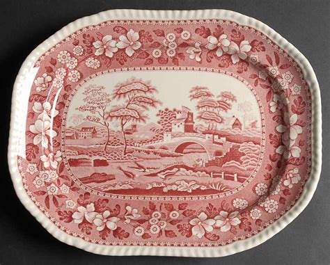 Tower Pink Newer Backstamp 14 Oval Serving Platter By Spode