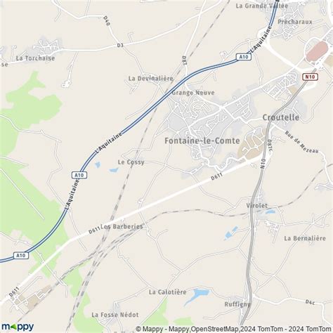 Plattegrond Fontaine Le Comte Kaart Van Fontaine Le Comte 86240 En