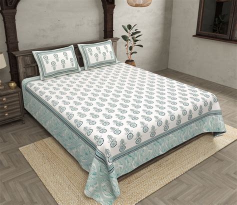 Buy Tc Beautiful Pure Cotton Double Bedsheet King Size With