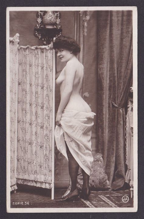 Original Photo Card France Nude Girl Risque Near The Screen Jean Agelou Europe