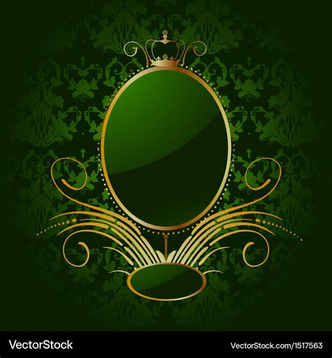 Royal green background with golden frame Vector Image