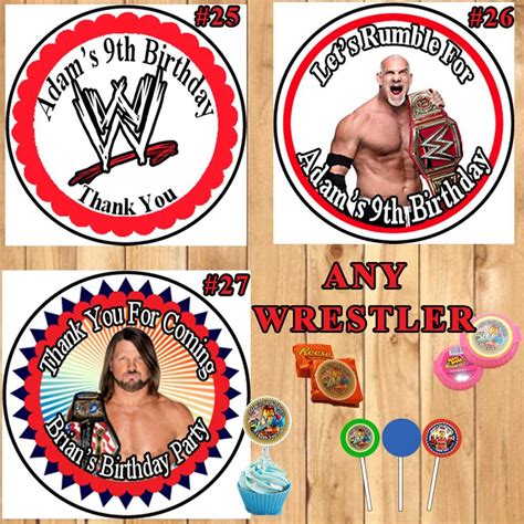 Wwe Wrestling Ufc Birthday Round Stickers Printed Sheet Cup Cake