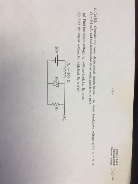 Solved Consider The Zener Diode Circuit Shown Below The