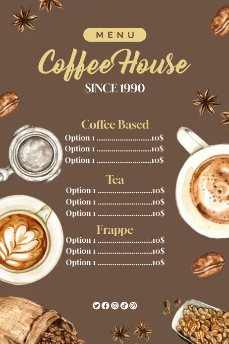 Coffee House Menu Template Postermywall