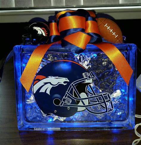 DENVER BRONCOS Helmet Decal Lighted Glass Block Nightlight and