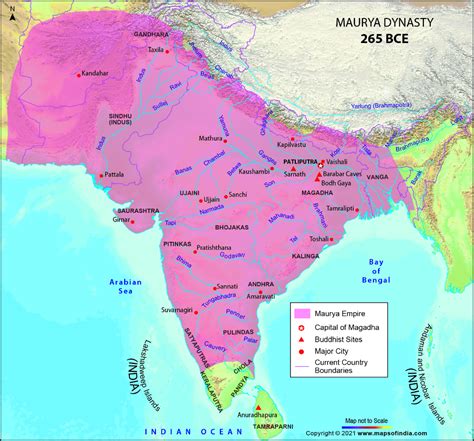 Map of Maurya Empire during Ashoka 265 BCE in 2022 | Empire, Map, India map