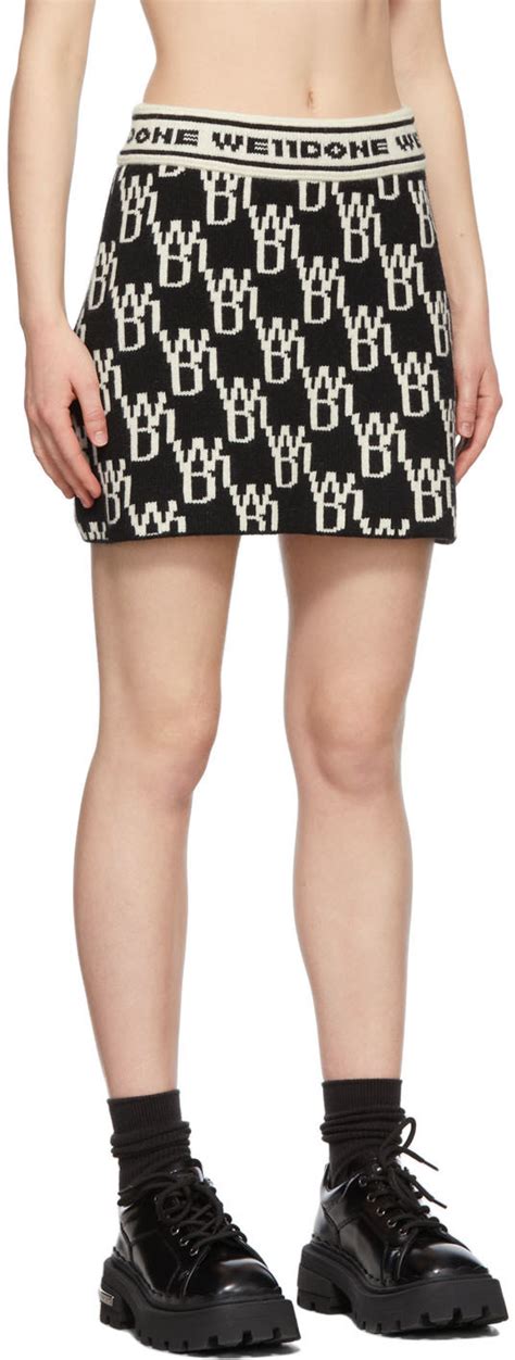 We11done Black Knit Logo Mini Skirt We11done