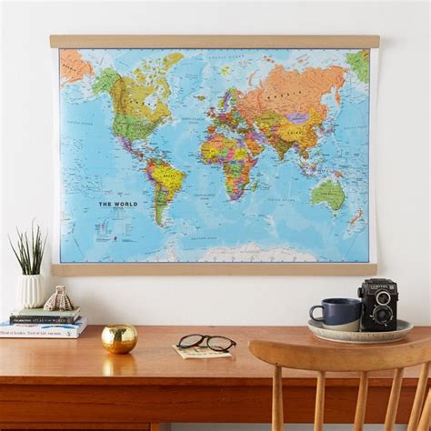 Political World Map Poster Home Wall Hanging Map of the - Etsy