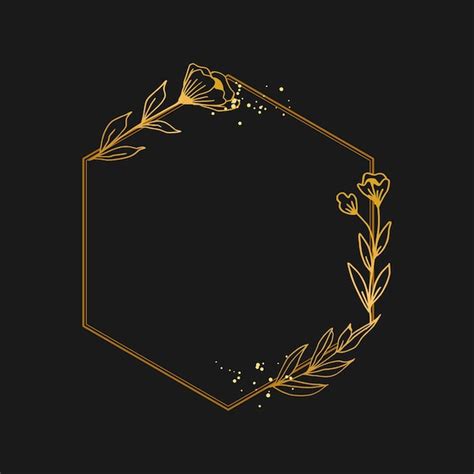 Premium Vector Gold Hexagon Floral Border With A Flower