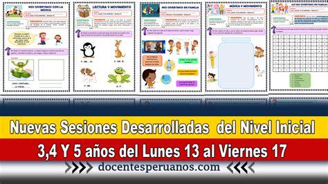 Nuevas Sesiones Desarrolladas del Nivel Inicial 3 4 Y 5 años del Lunes