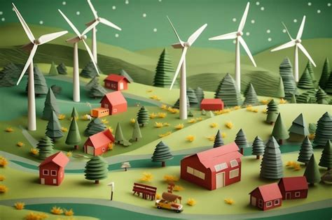 Premium AI Image Paper Art Harnessing Renewable Energy With Green