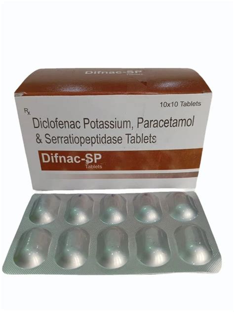 Diclofenac Potassium 50 Mg Paracetamol 325 Mg And Serratiopeptidase 10 Mgtablets At Rs 130box