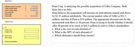 Solved Penn Corp Is Analyzing The Possible Acquisition Of Chegg