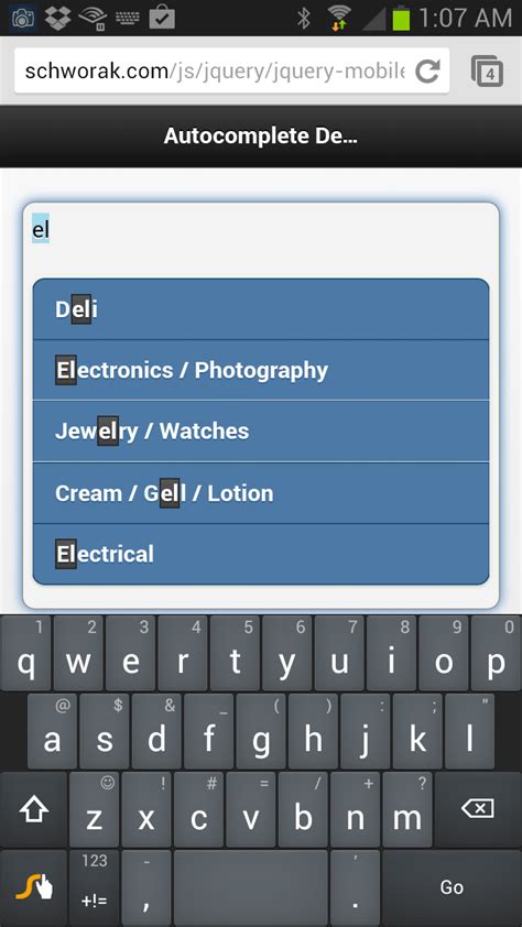 JQuery Mobile Autocomplete Text Input The Schworak Site