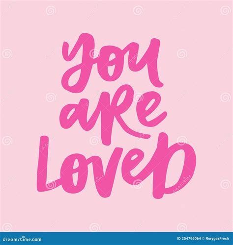 You Are Loved Handwritten Lettering Calligraphic Phrase On Purple