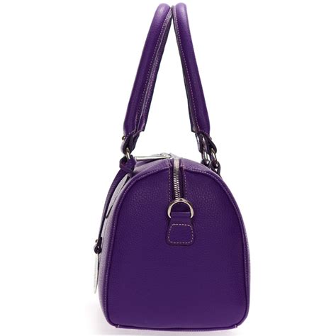 Giordano Italian Made Purple Leather Structured Satchel Handbag