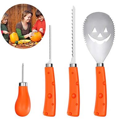 BESTonZON 4 Pack Pumpkin Carving Kit Heavy Duty Stainless Steel Pumpkin Carving Tools for Kids ...