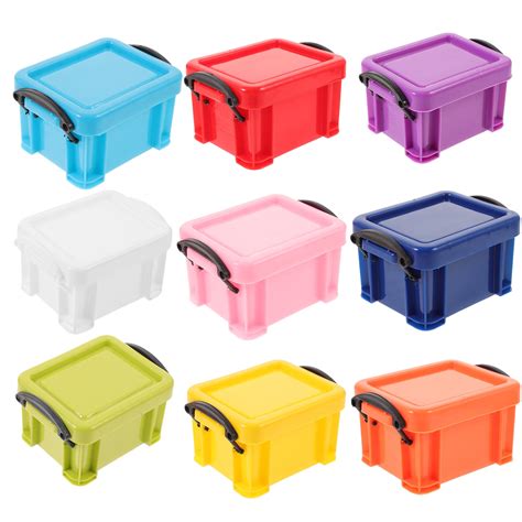 9Pcs Small Containers with Lids Colored Plastic Box Small Storage Box ...