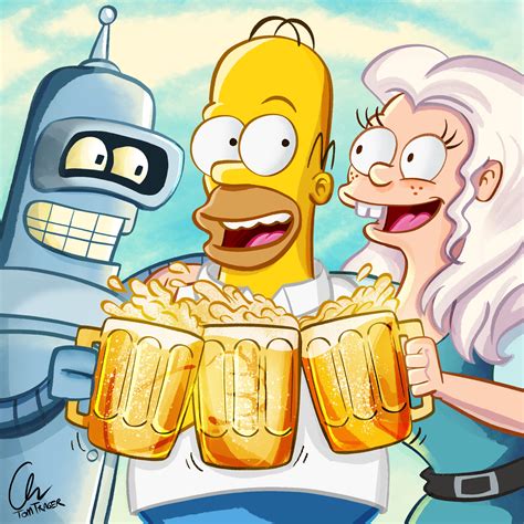 Alcoholics Princess Bean Гомер Симпсоны Бендер Bender