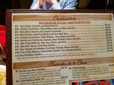 Menu at Los Dos Potrillos Mexican Restaurant, Centennial, S Holly St