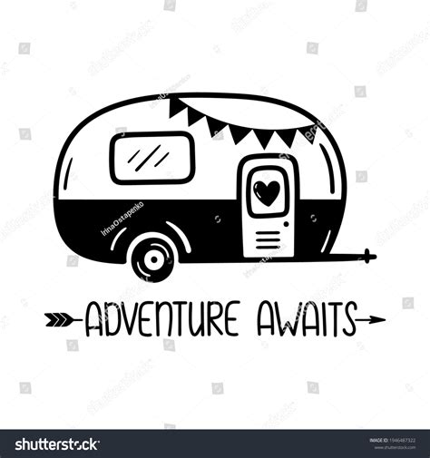 Vintage Camper Vector Black White: Over 1,172 Royalty-Free Licensable ...