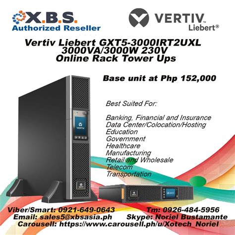 Vertiv Liebert GXT5 3000IRT2UXL 3000VA 3000W 230V Online Rack Tower Ups