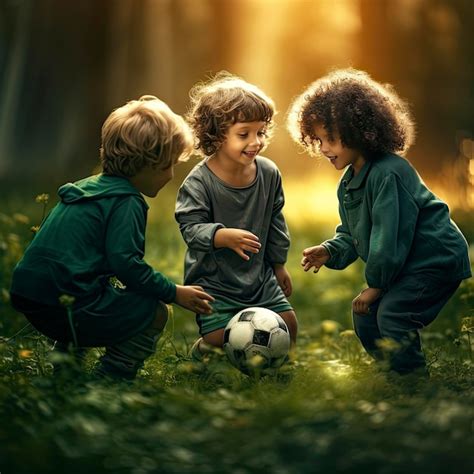 Premium Photo | Children playing soccer