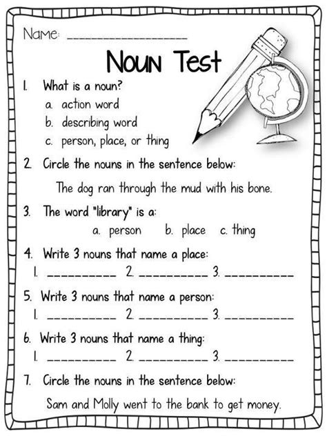 Worksheet Nouns Grade 2