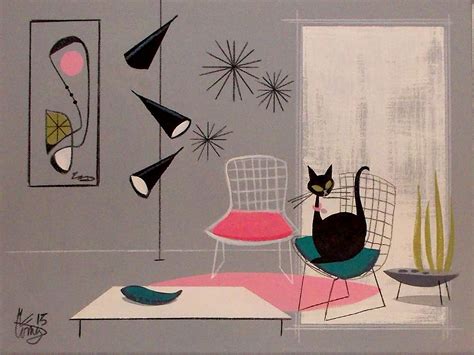 Retro 1950s Eames Knoll Chair Painting By El Gato Gomez