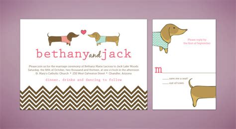 Dachshund Wedding Invitation Suite Printable Dachshund Wedding Dog