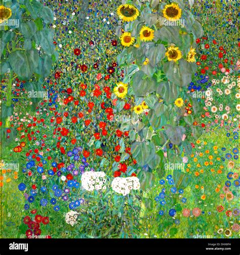 Farm Garden With Sunflowers By Gustav Klimt Stock Photo