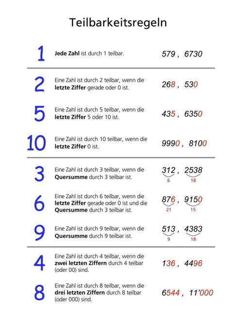 Teilbarkeitsregeln Web Kuchi Ch Teilbarkeitsregeln Nachhilfe Mathe