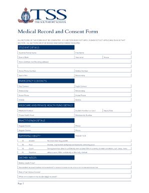 Fillable Online Tss Qld Edu Student Medical Form The Southport School