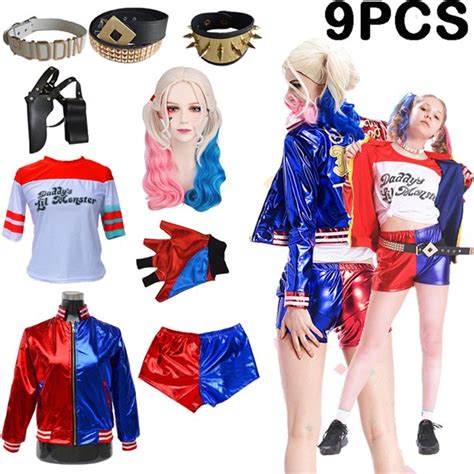 Harley Quinn Sexy Cosplay Costumes 9pcs Set Kibtoy