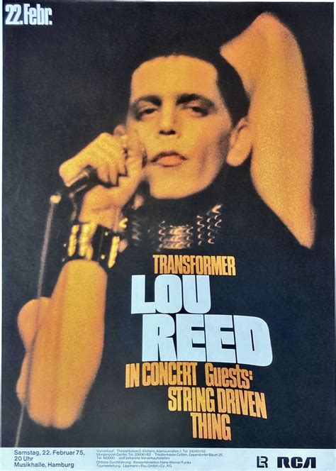 Lou Reed -Transformer- Konzertplakat-concert-tour-poster- 22.2.1975 in ...