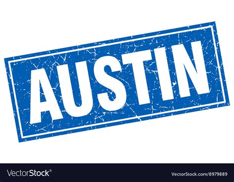 Austin Blue Square Grunge Vintage Isolated Stamp Vector Image