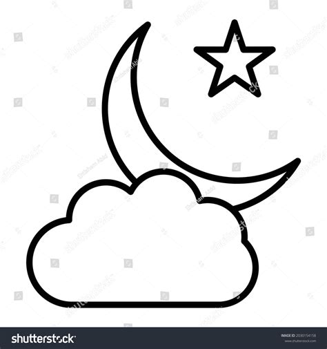 Crescent Moon Vector Outline Icon Isolated Stock Vector (Royalty Free ...