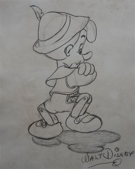 Vintage Cartoon Walt Disney Character Study, Drawing, Pinocchio - Etsy