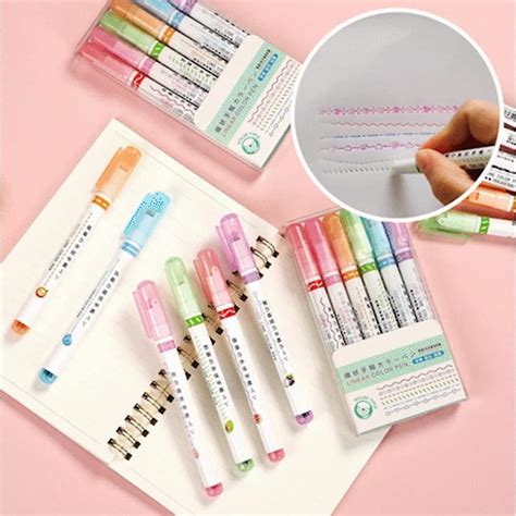 Curve Highlighter Pen Set Dual Tip Pens Med Forskellige Kurveformer