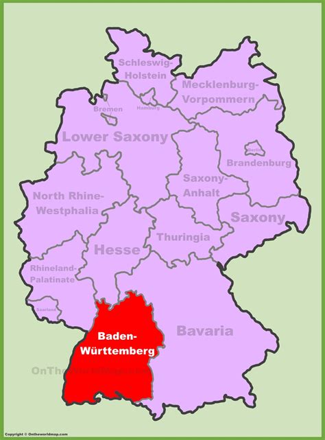 Baden-Württemberg location on the Germany map - Ontheworldmap.com