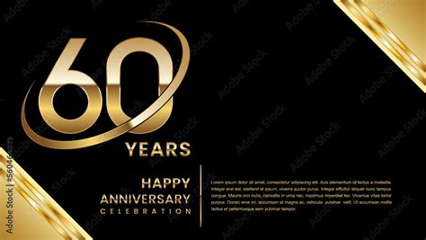 60th Anniversary Celebration. Template design with gold color for ...