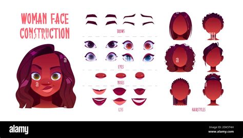 Woman Face Constructor Avatar Of African American Female Character