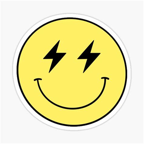 "Yellow and Black Smiley Lightning Bolt Face" Sticker for Sale by jessicaleah15 | Redbubble