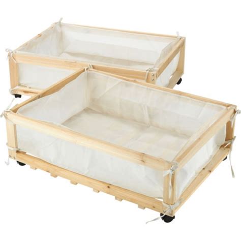 Set of 2 Fabric & Wood Underbed Storage Drawers on Castors - Storage Units - Furniture | GMV Trade