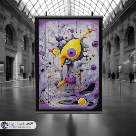 Purple and Yellow Abstract Art Poster Purple Dada Style Art Poster, Modern Art Poster, Abstract ...