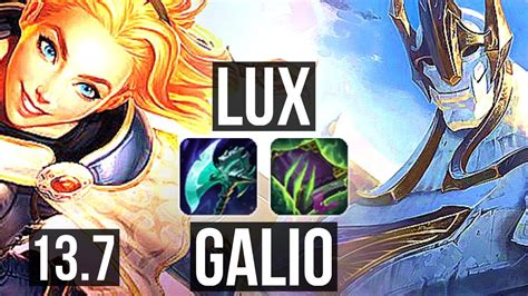 LUX Vs GALIO MID 4 2M Mastery 9 2 16 900 Games Legendary KR